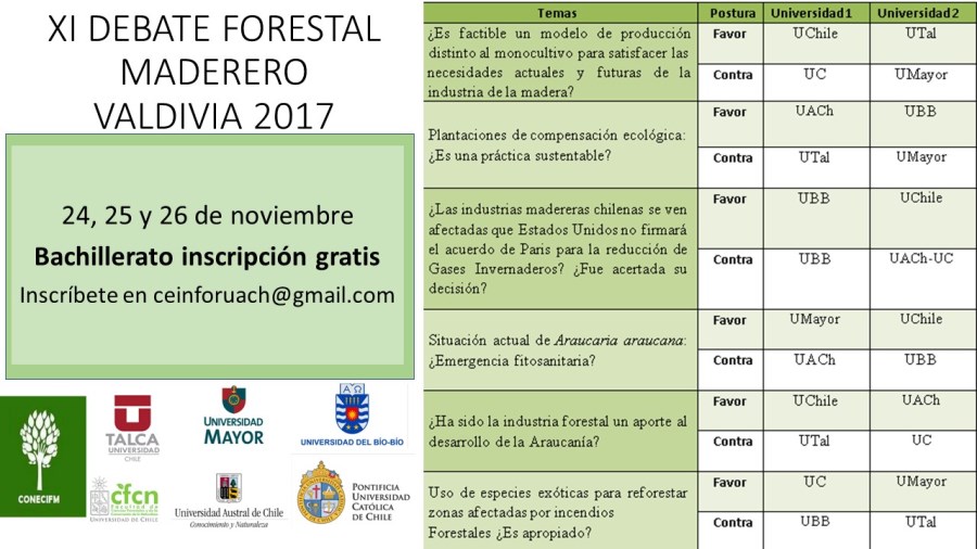 UACh será sede del Debate de Ciencias Forestales y Madereras