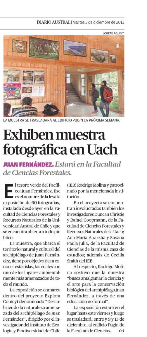 Exhiben muestra fotográfica en la UACh