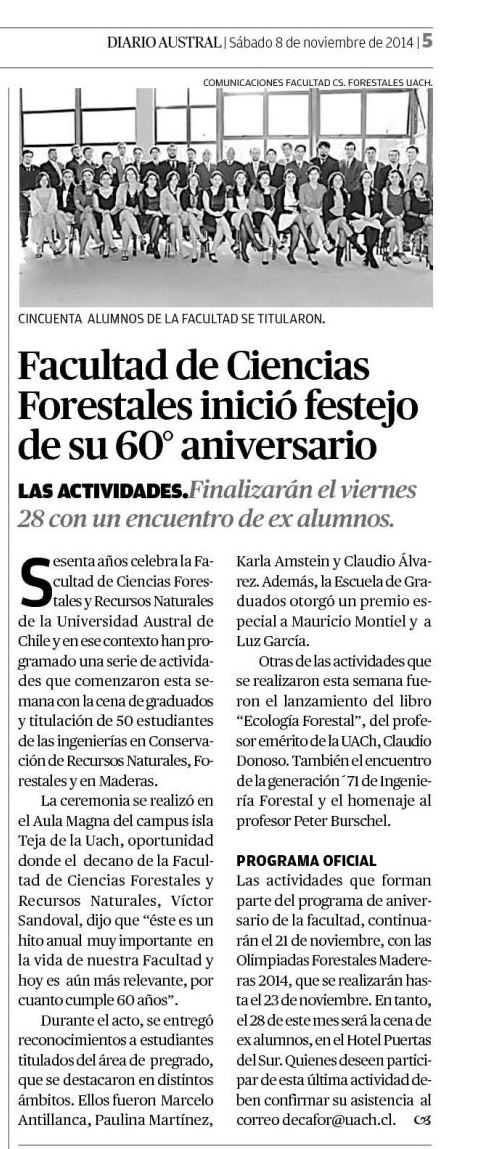 Facultad de Ciencias Forestales y Recursos Naturales inició festejo de su 60 aniversario