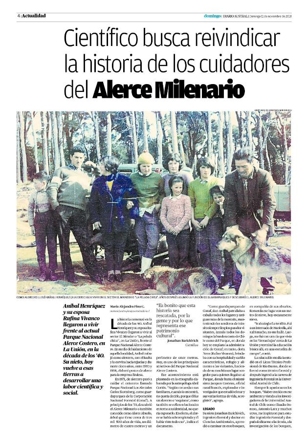 Científico busca reivindicar la historia de los cuidadores del alerce milenario