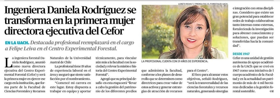 Ingeniera Daniela Rodríguez se transforma en la primera mujer directora del Cefor
