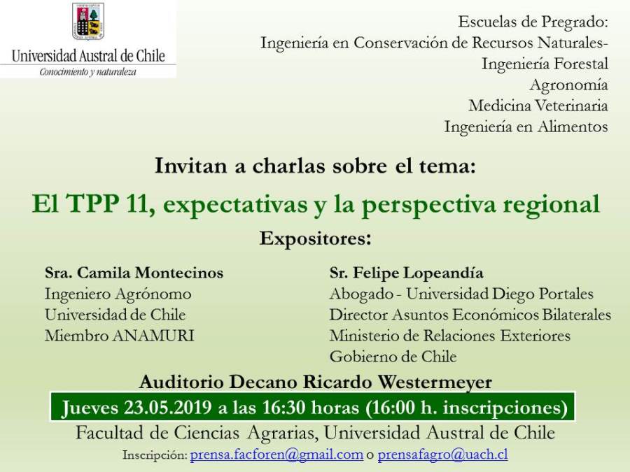 Invitan a charla sobre el TPP 11: expectativas y la perspectiva regional