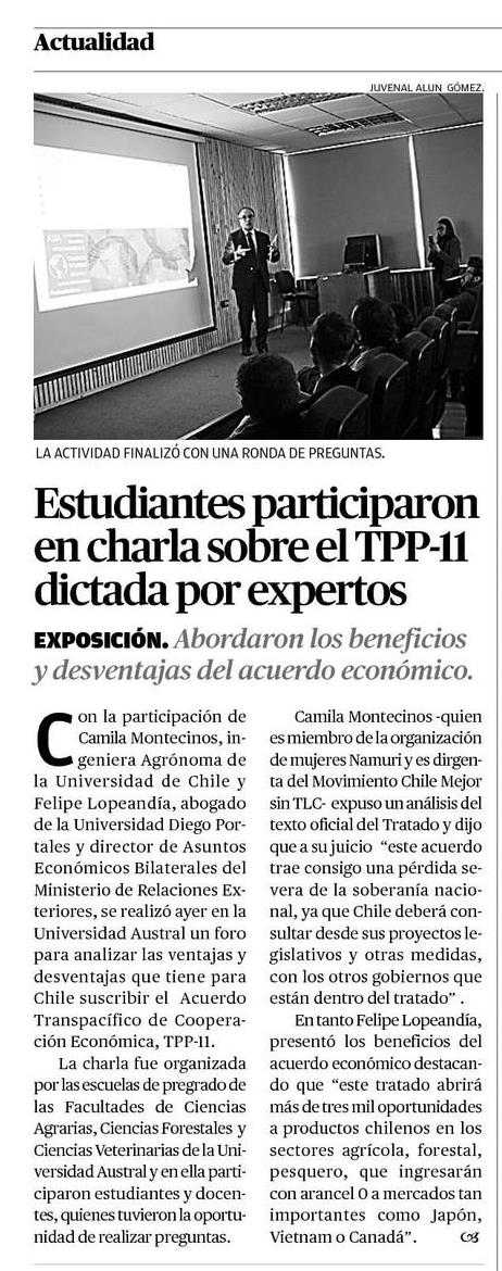 Estudiantes participaron en charla sobre TPP-11
