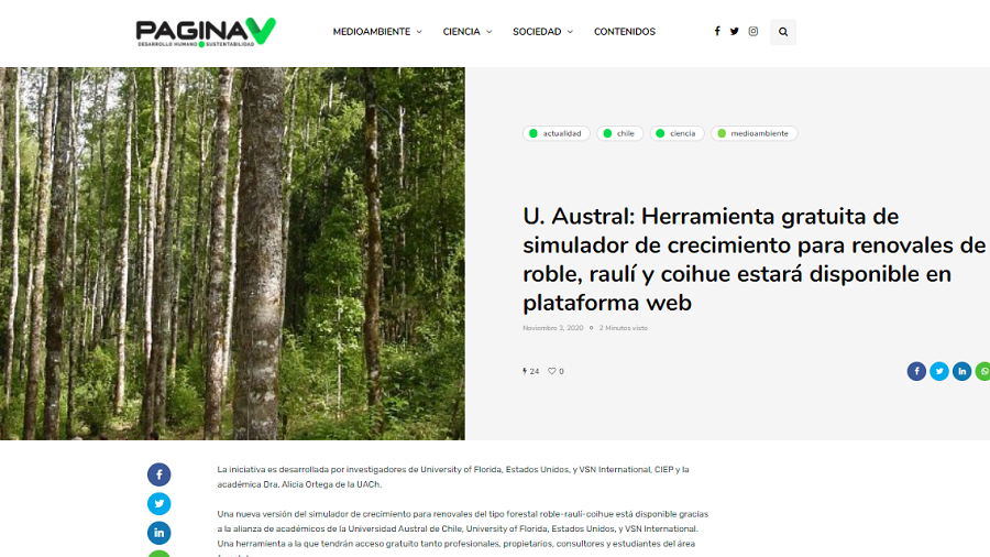 U. Austral: Herramienta gratuita de simulador de crecimiento para renovales de roble, raulí y coihue estará disponible en plataforma web