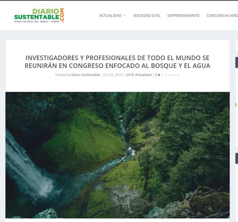Investigadores y profesionales de todo el mundo se reunirán en Congreso del Bosque y el Agua