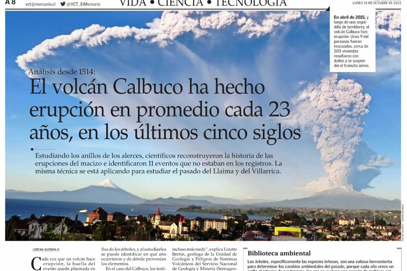El volcán Calbuco ha hecho erupción en promedio cada 23 años en los últimos 5 siglos