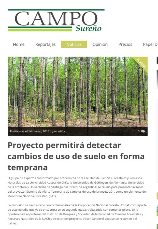 Proyecto permitirá detectar cambios de uso de suelo de forma temprana