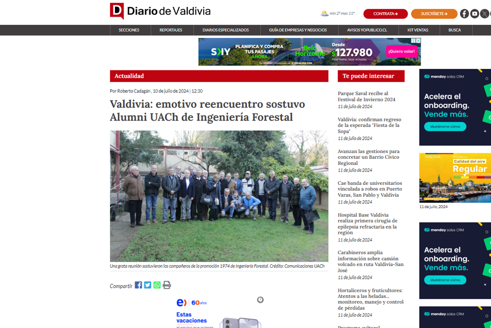 Valdivia: emotivo reencuentro sostuvo Alumni UACh de Ingeniería Forestal