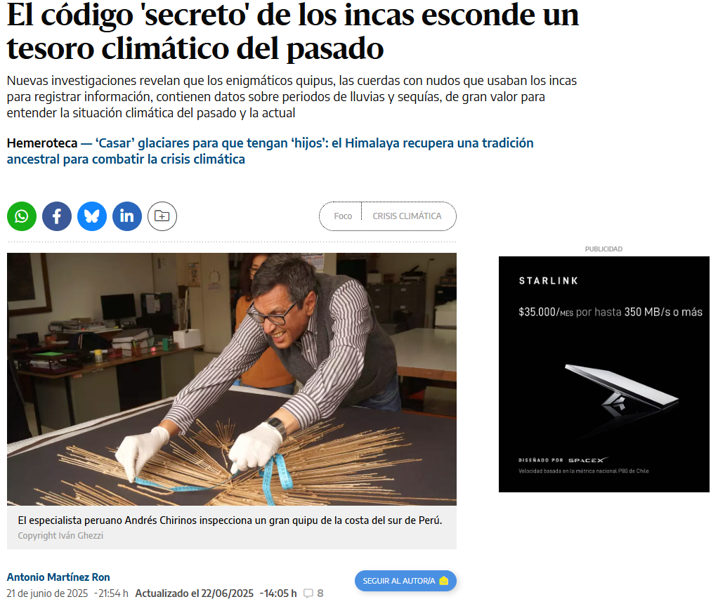 El código 'secreto' de los incas esconde un tesoro climático del pasado