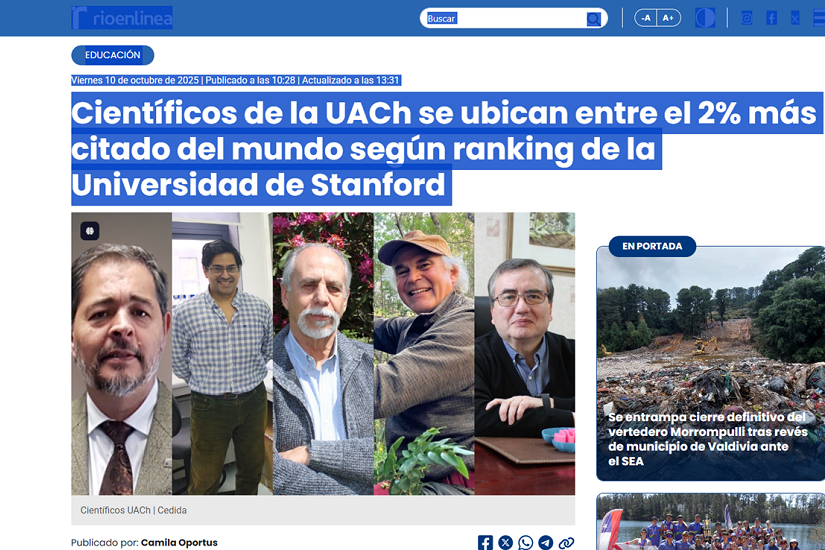 Científicos de la UACh se ubican entre el 2% más citado del mundo según ranking de la Universidad de Stanford