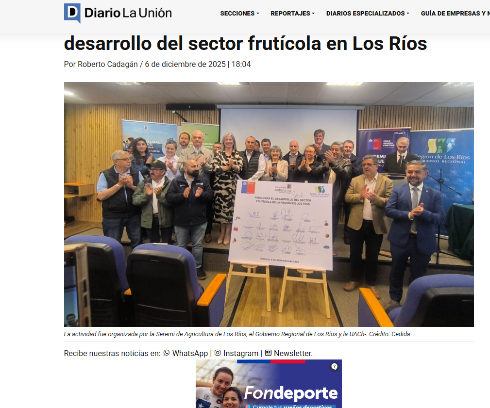 Constituyen mesa público-privada para el desarrollo del sector frutícola en Los Ríos