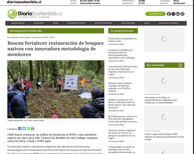 Buscan fortalecer restauración de bosques nativos con innovadora metodología de monitoreo