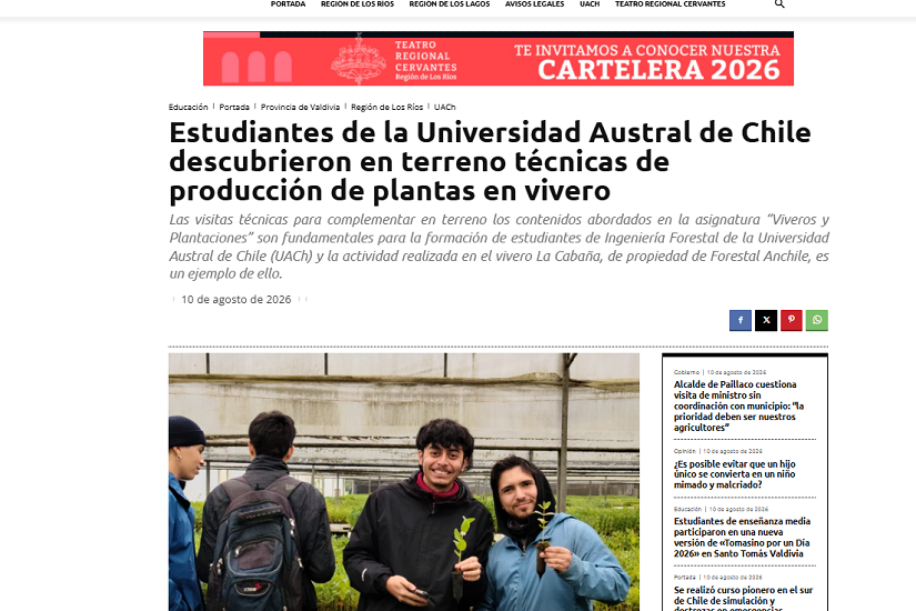Estudiantes de la Universidad Austral de Chile descubrieron en terreno técnicas de producción de plantas en vivero