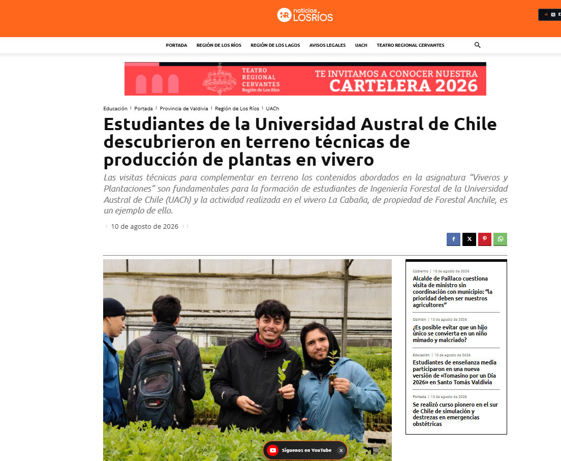 Estudiantes de la Universidad Austral de Chile descubrieron en terreno técnicas de producción de plantas en vivero