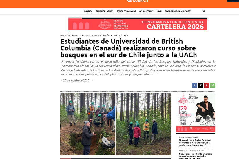 Estudiantes de Universidad de British Columbia (Canadá) realizaron curso sobre bosques en el sur de Chile junto a la UACh