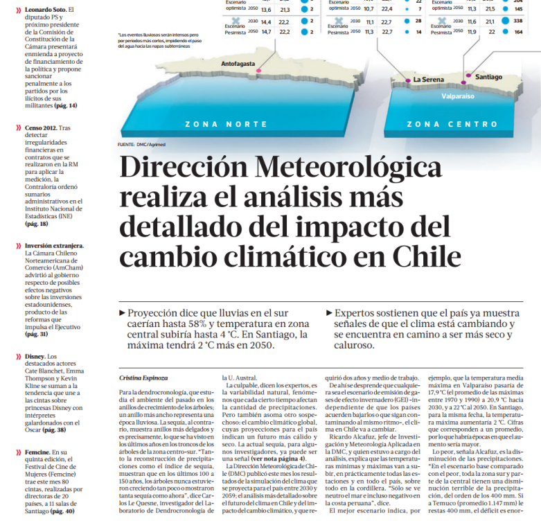 Dirección Meteorológica realiza el análisis detallado del impacto del cambio climático en Chile