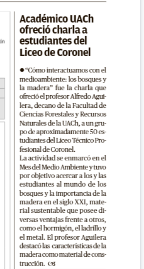 Académico UACh ofreció charla a estudiantes de Liceo de Coronel