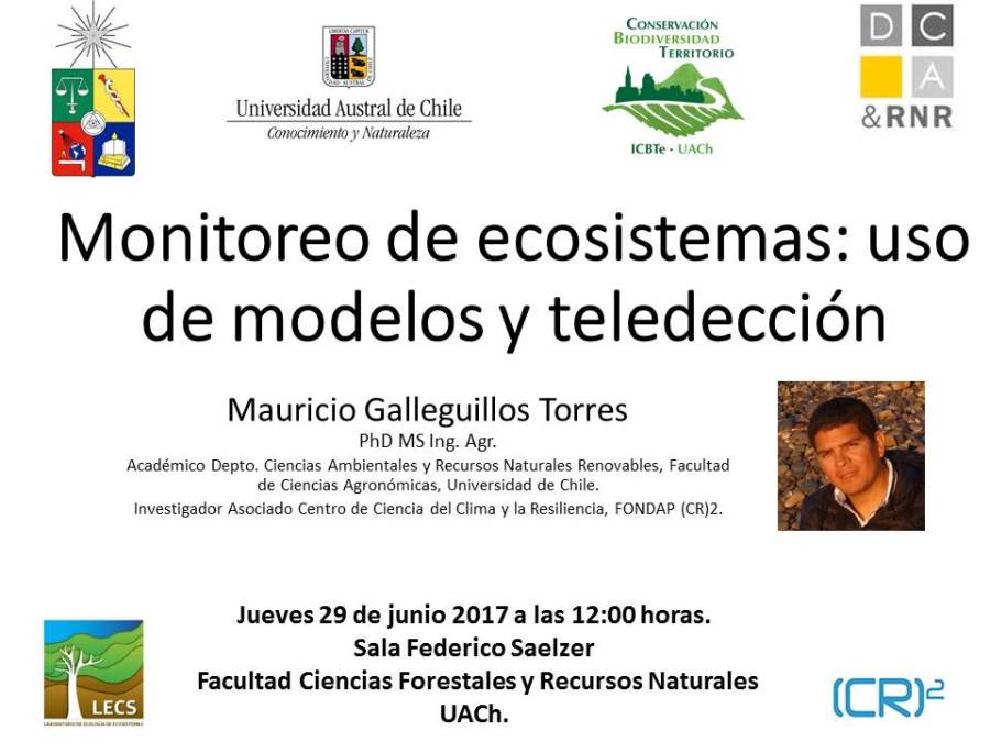 Dictarán charla sobre monitoreo de ecosistemas: uso de modelos y teledetección