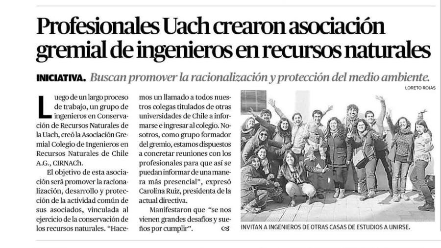 Profesionales UACh crearon asociación gremial de ingenieros en recursos naturales