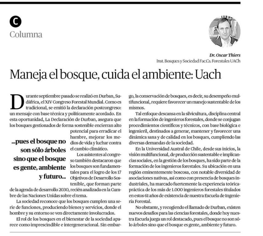 Maneja el bosque y cuida el ambiente: UACh