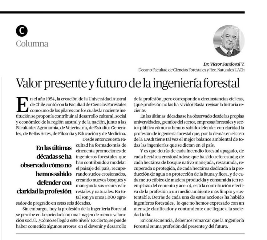 El valor presente y futuro de la Ingeniería Forestal