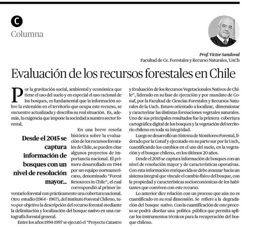 Pasado y presente en la evaluación de recursos forestales de Chile