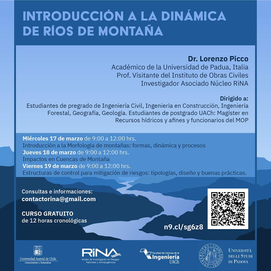 Núcleo RiNA invita a participar del curso online Introducción a la dinámica de ríos de montaña
