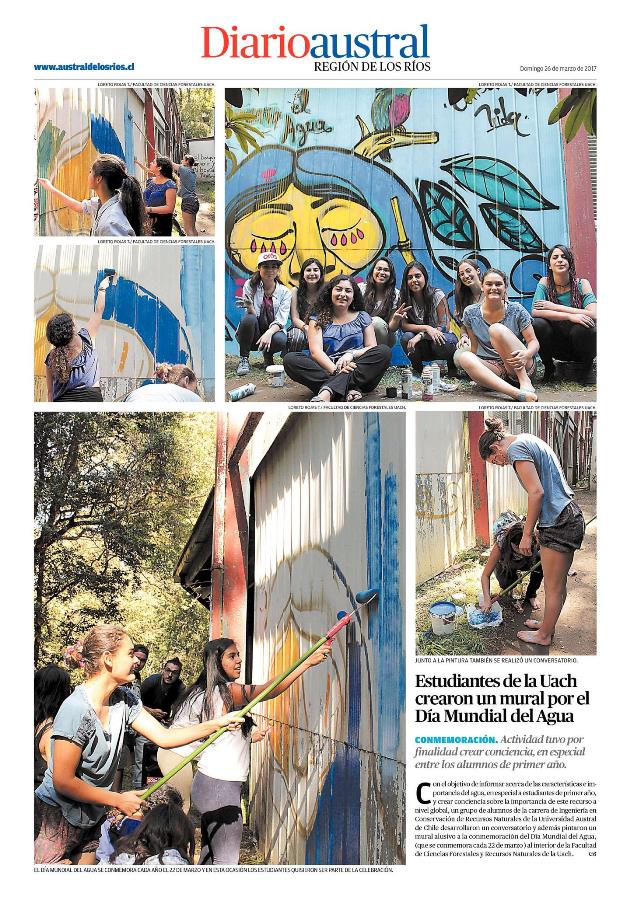 Estudiantes de la UACh crearon un mural por el Día Mundial del Agua