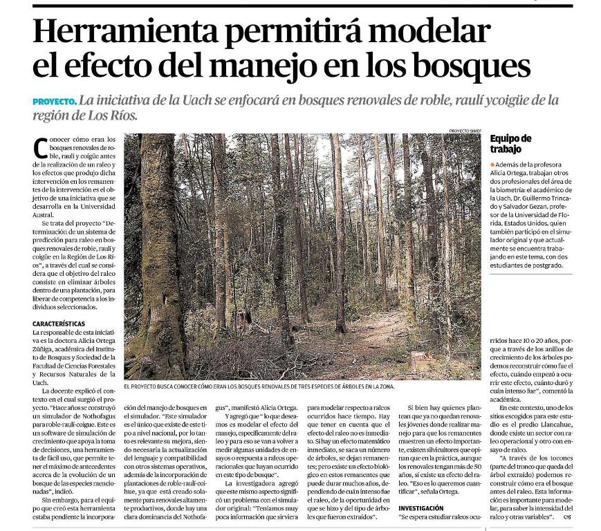 Herramienta permitirá modelar el efecto del manejo en los bosques