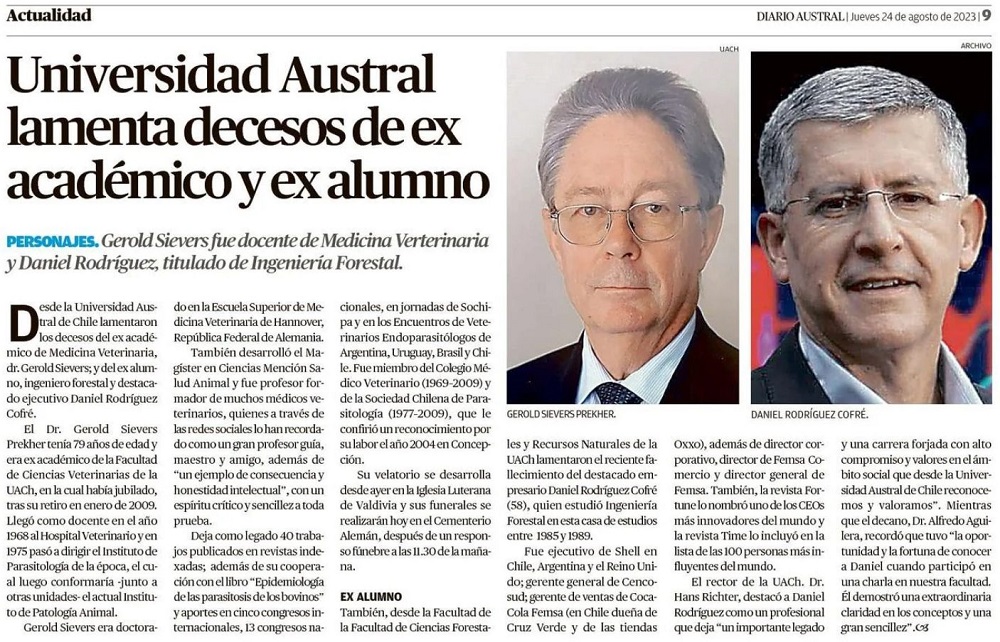Universidad Austral lamenta decesos de ex académico y exalumno