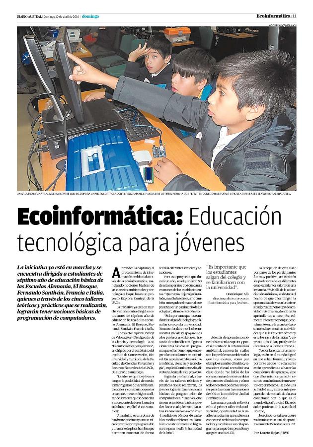 Ecoinformática: educación tecnológica para jóvenes