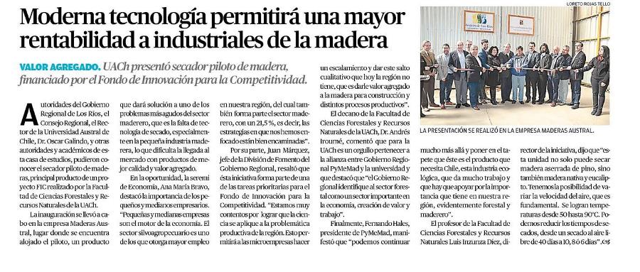 Moderna Tecnología permitirá mayor rentabilidad a industriales de la madera