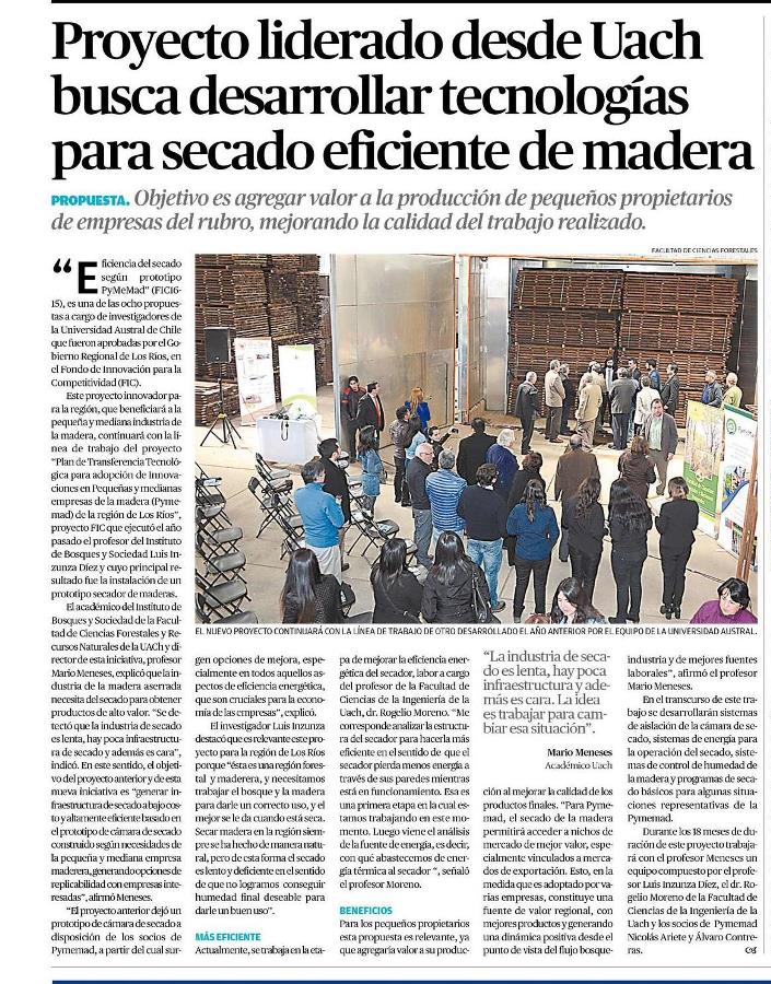 Proyecto liderado desde UACh busca desarrollar tecnologías para secado eficiente de madera