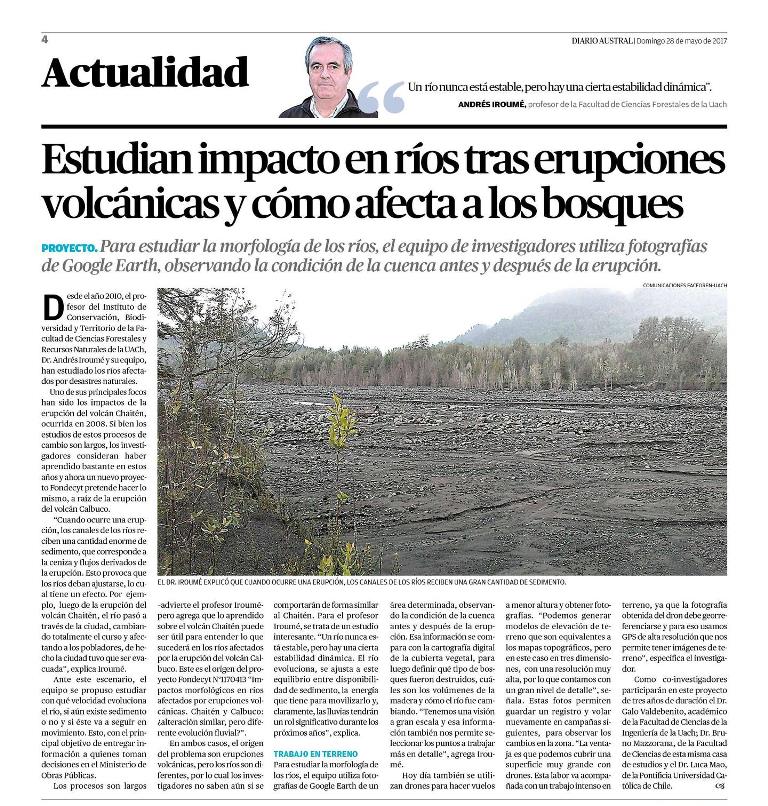 Estudian impacto en ríos tras erupciones volcánicas y cómo afecta a los bosques