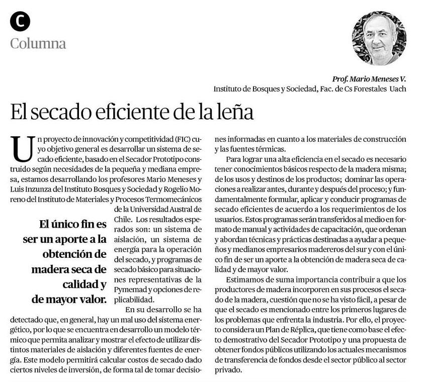 El Secado eficiente de la leña