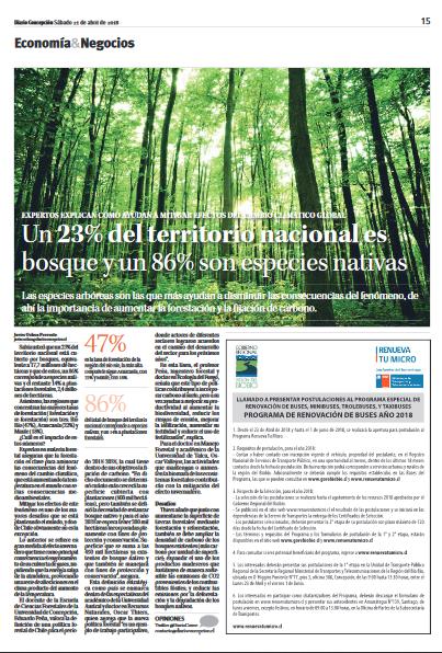 Un 23% del territorio nacional es bosque y un 86% son especies nativas