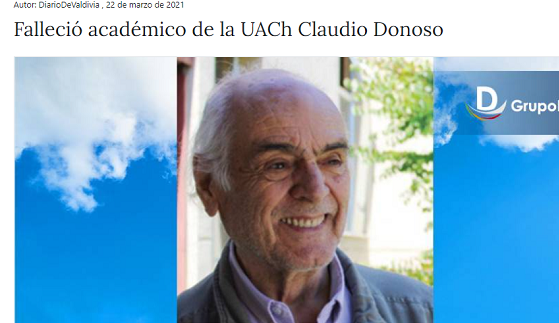 Falleció académico de la UACh Claudio Donoso