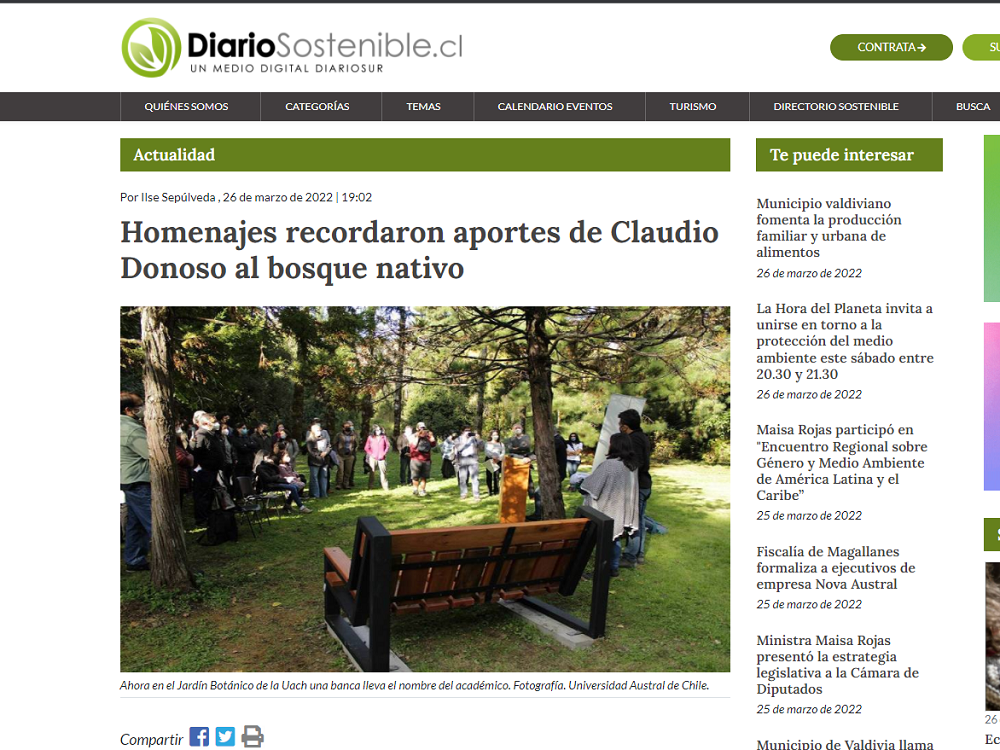 Homenajes recordaron aportes de Claudio Donoso al bosque nativo
