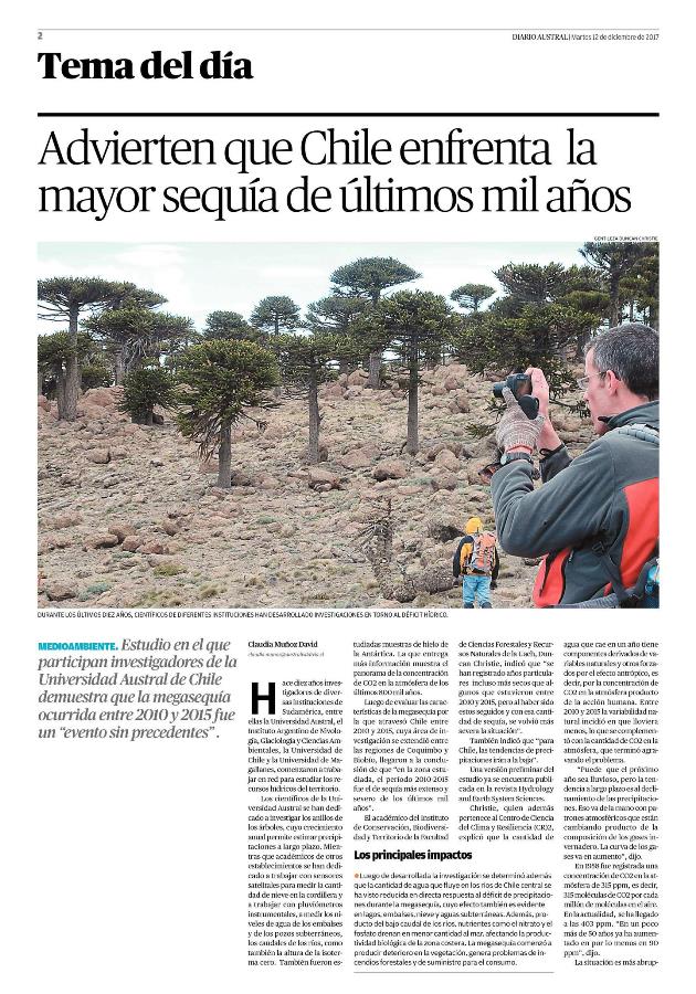 Advierten que Chile enfrenta la mayor sequía de últimos mil años