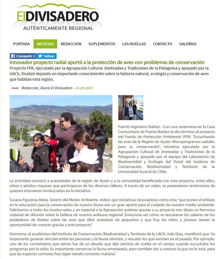 Innovador proyecto radial aportó a protección de aves con problemas de conservación
