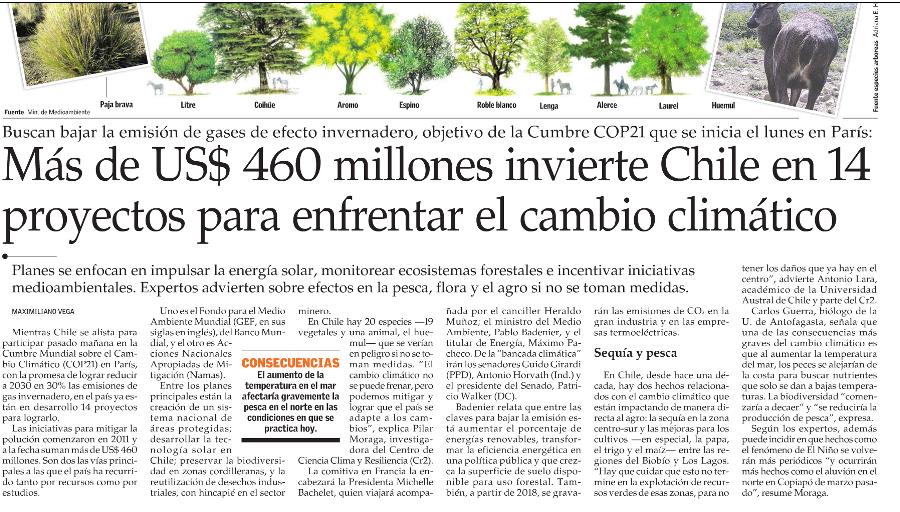 Más de US$ 460 millones invierte Chile en proyectos para enfrentar el cambio climático