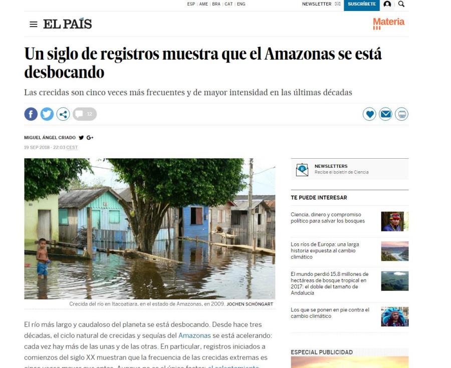 Un siglo de registros muestra que el Amazonas se está desbocando
