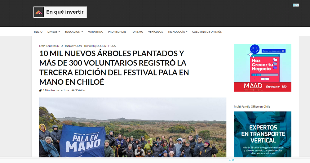 10 mil nuevos árboles plantados y más de 300 voluntarios registró la tercera edición del Festival Pala en Mano en Chiloé