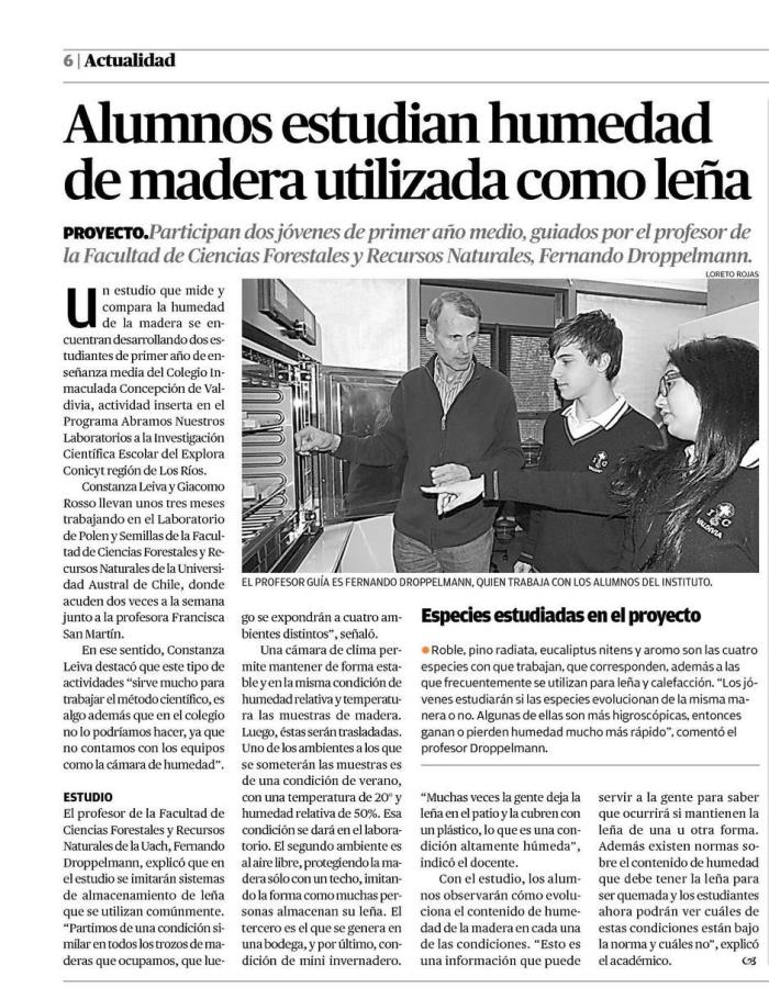 Alumnos estudian humedad de madera utilizada como leña