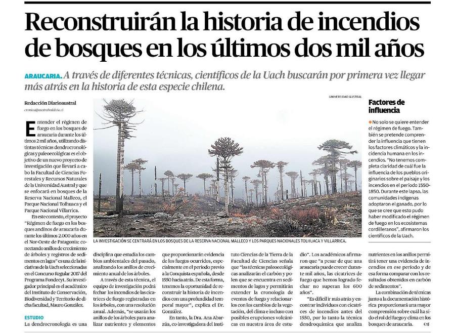 Reconstruirán historia de incendios de bosques en últimos dos mil años