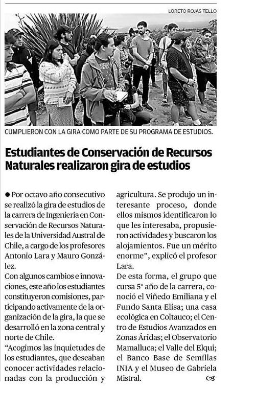Estudiantes de Conservación de Recursos Naturales realizaron gira de estudios