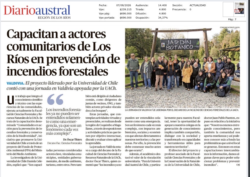 Capacitan actores comunitarios de Los Ríos en prevención de incendios forestales
