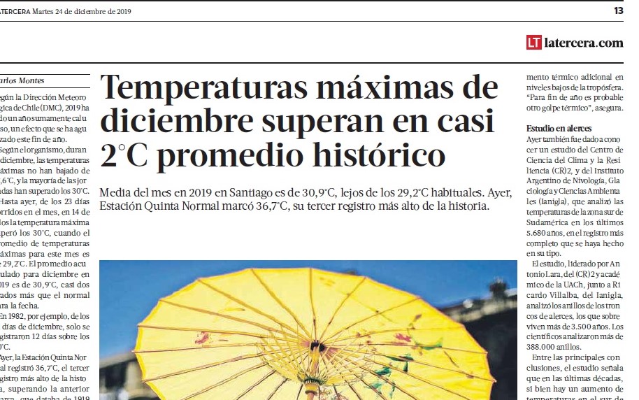 Temperaturas máximas de diciembre superan en casi 2°C promedio histórico