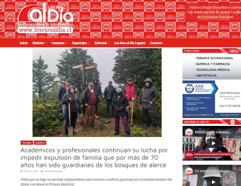 Continúa lucha por impedir expulsión de familia que por más de 70 años han sido guardianes de los bosques de alerce