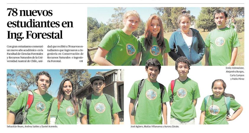 78 nuevos estudiantes Ing. en Conservación de Recursos Naturales - Ing. Forestal